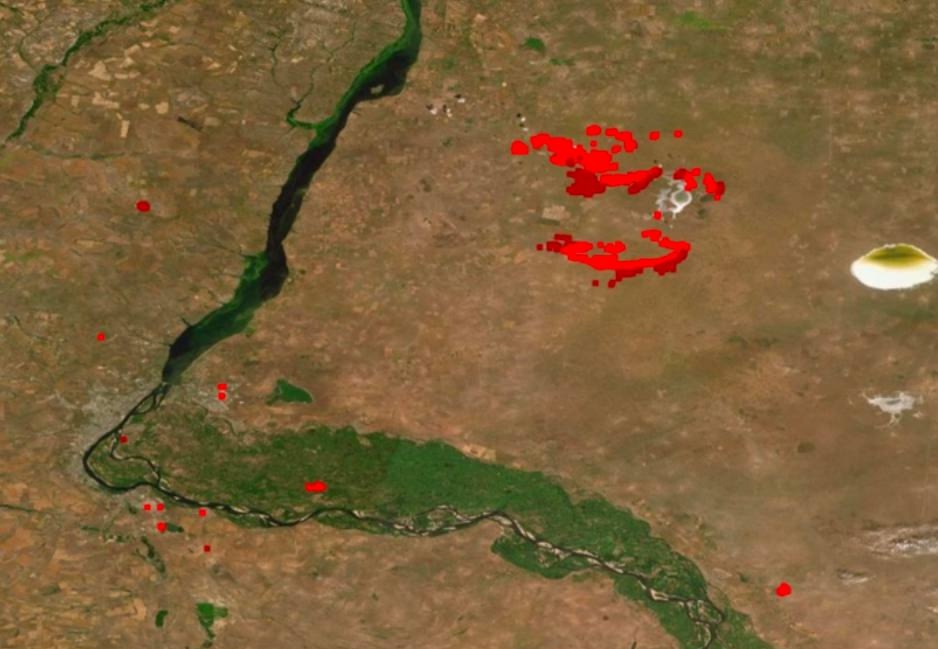 Крупный степной пожар бушует в Волгоградской области  в Волжском, 14.07.2025 в 09:30