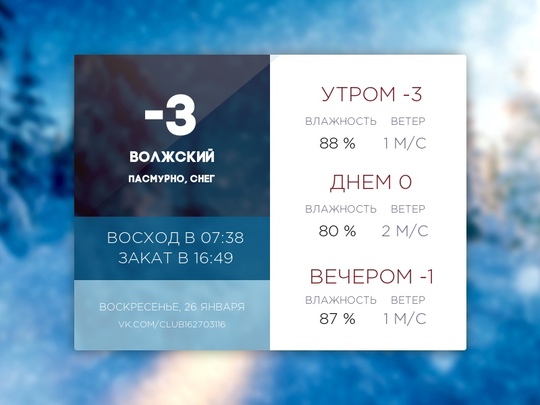 Сегодня воскресенье, 26 января 2025 года. в Волжском, 26.01.2025 в 12:25